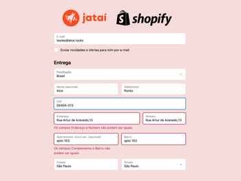Como separar os campos de endereço no checkout da Shopify e melhorar a validação com o Jataí